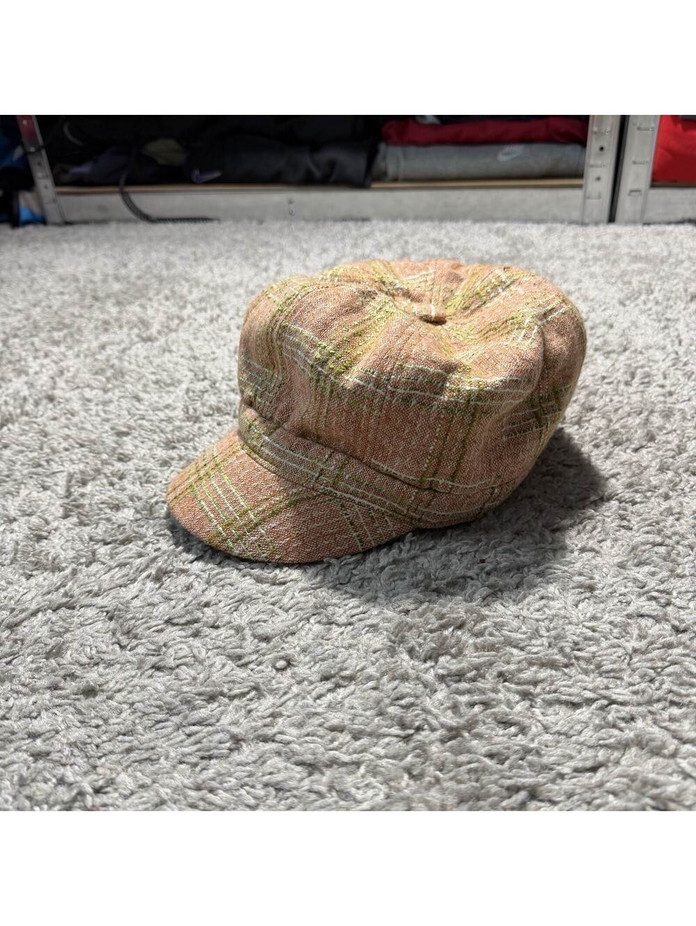Vintage Y2K Laplein New York Plaid Wool Newsboy Cap Pink Plaid Women’s
